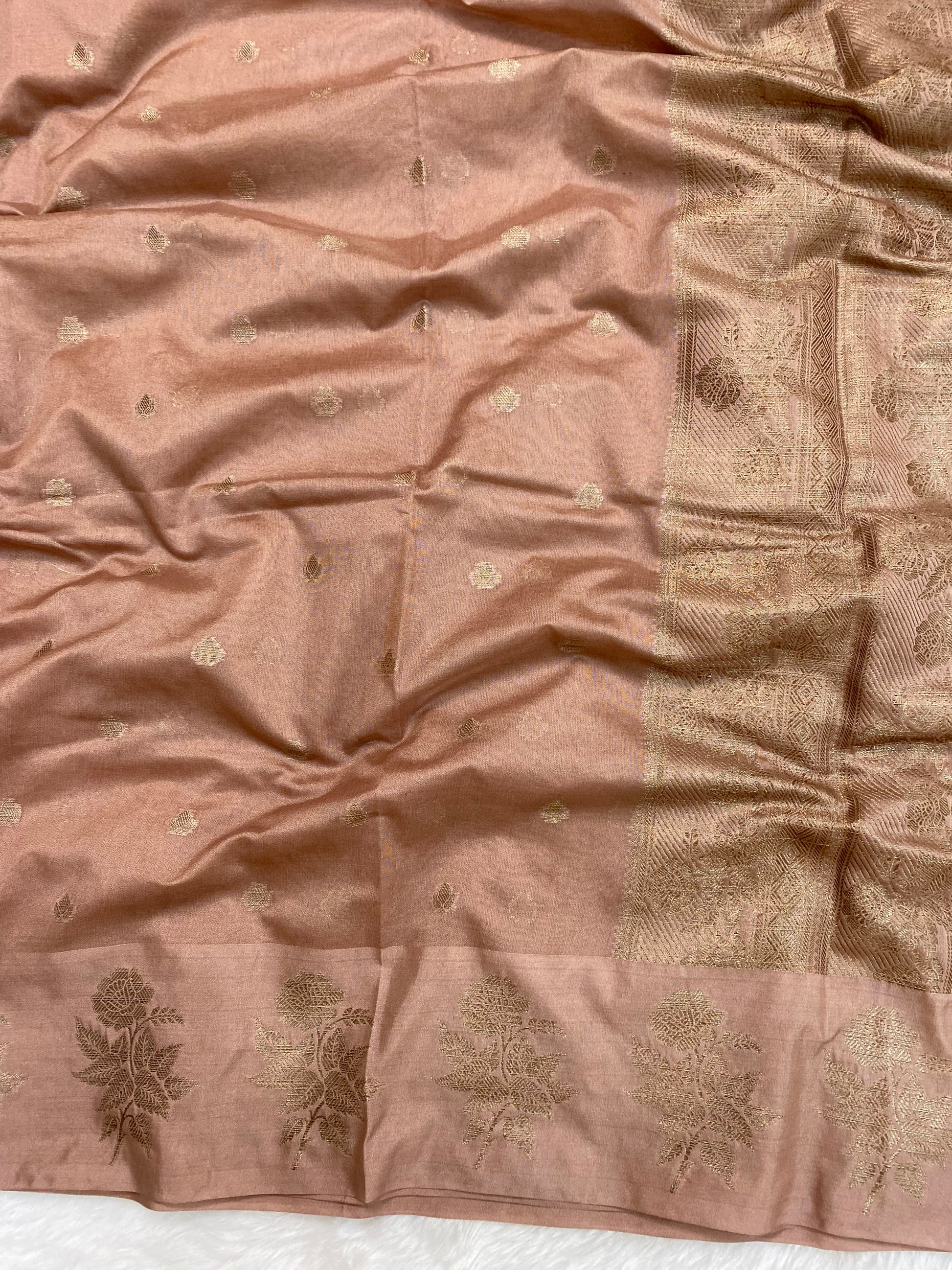 Peach Semi Georgette Banarasi Saree