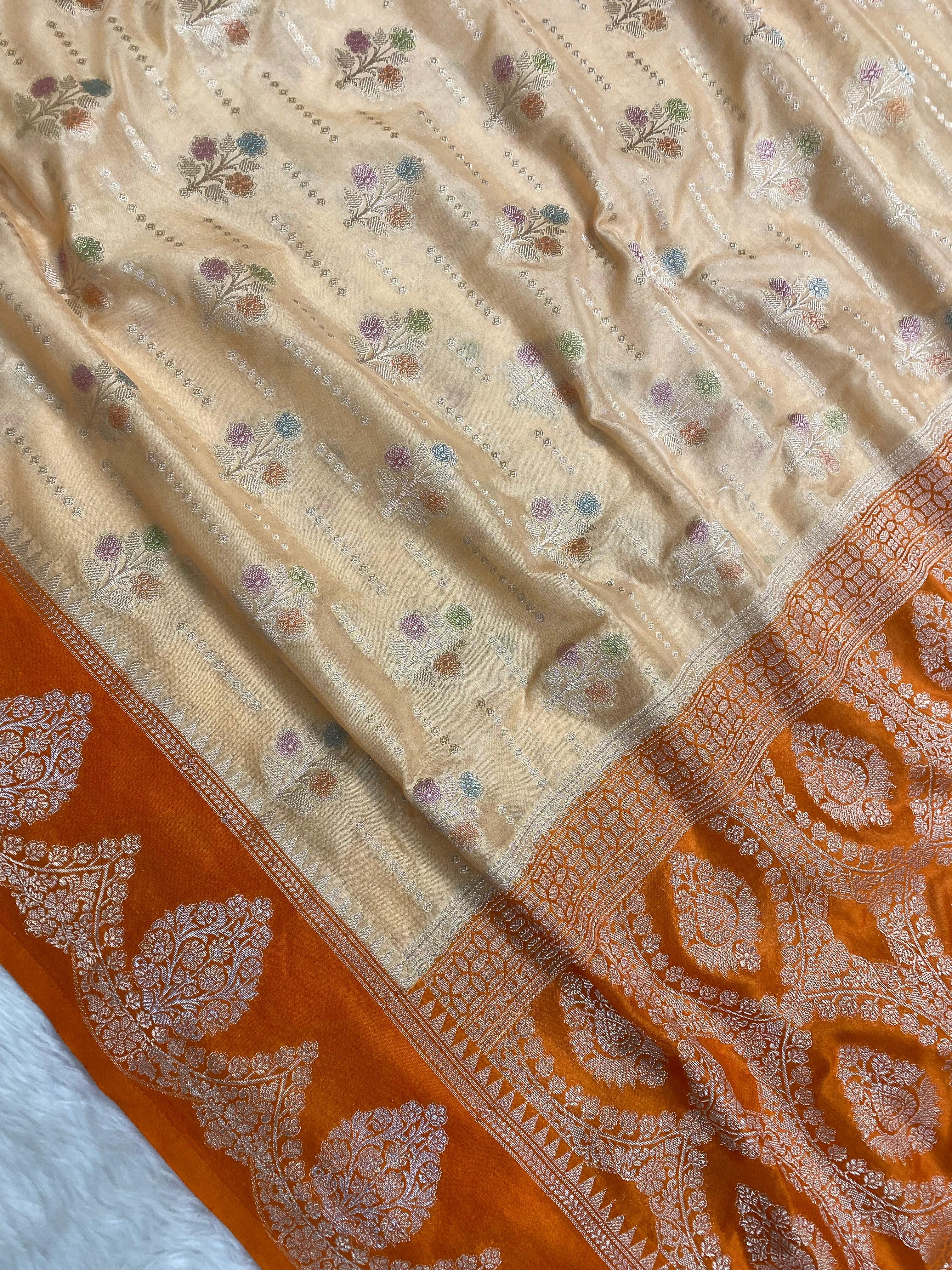 Hand brush mina monga silk Banarasi Saree