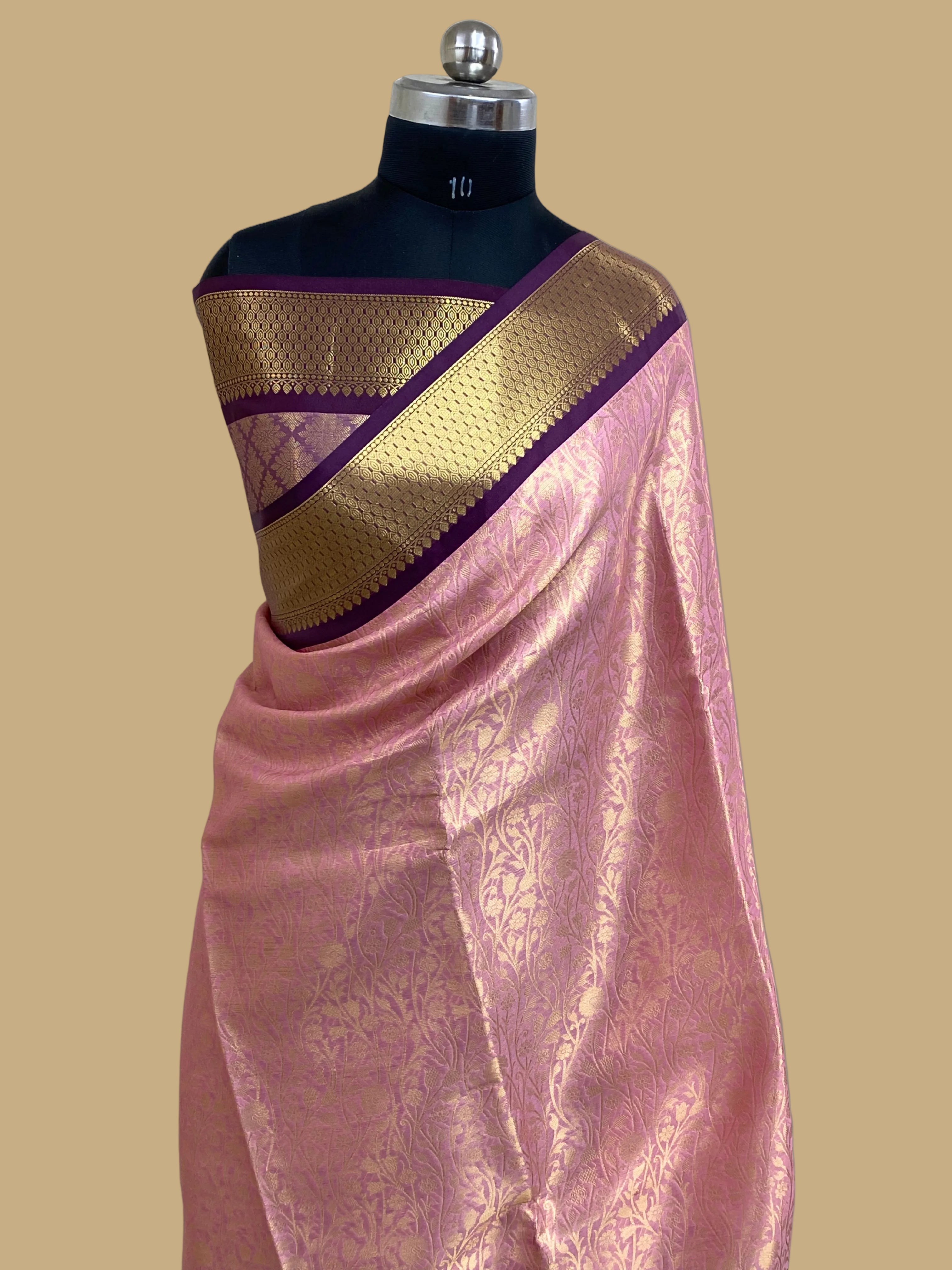 Pink kubera pattu Banarasi saree