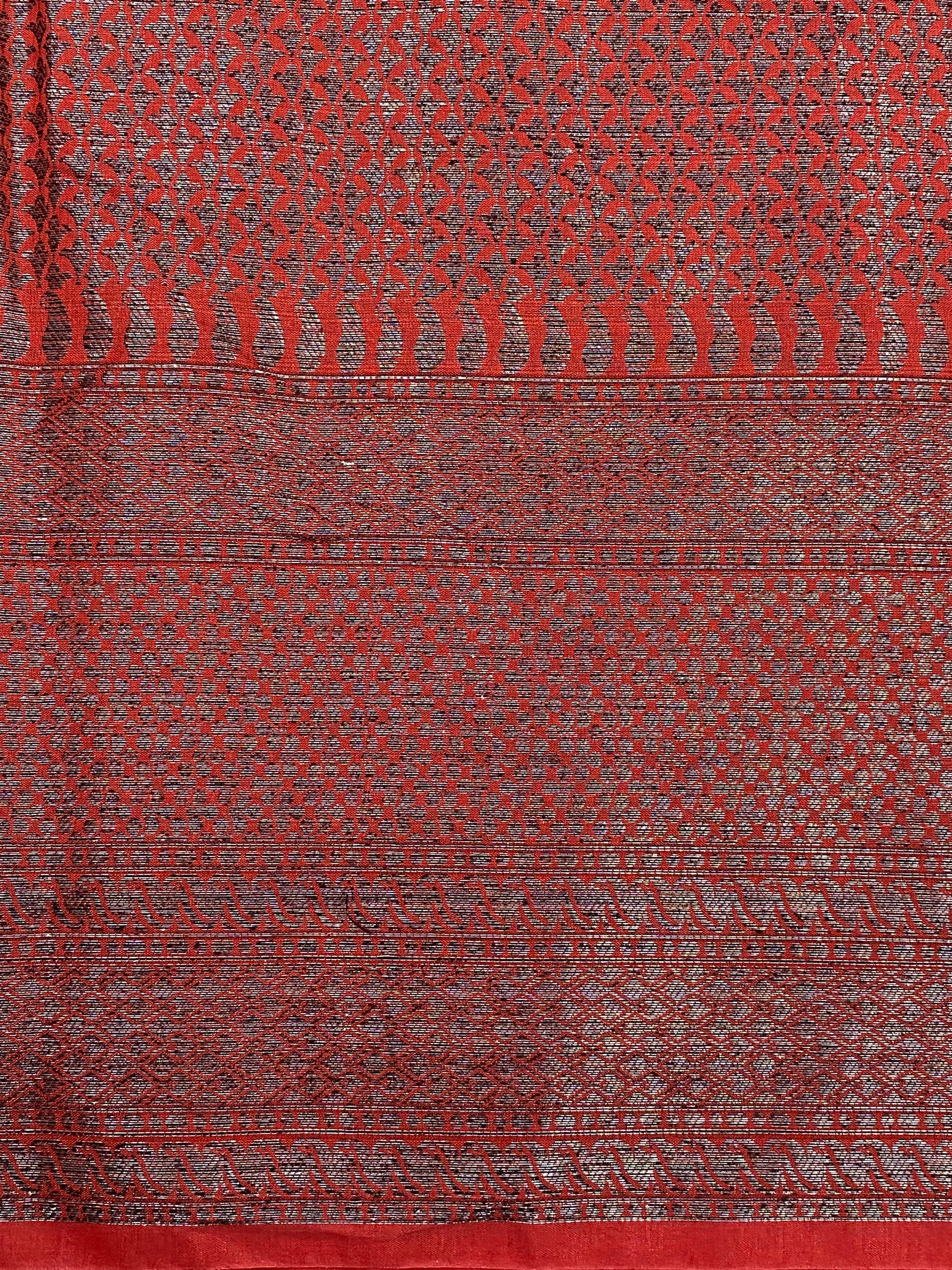 Red Georgette Jangla Pattern Banarasi Saree