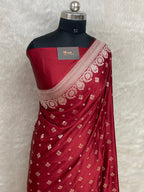 Maroon mashru katan Silk Banarasi Saree