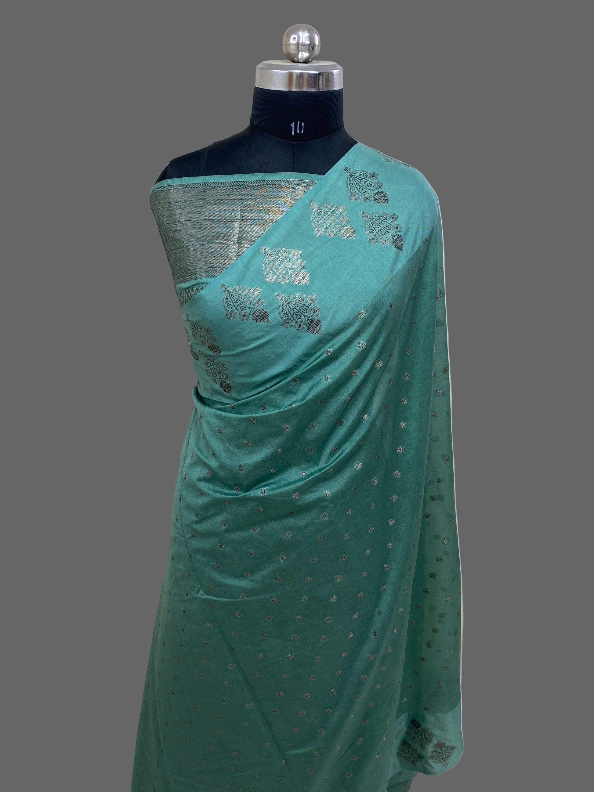 Sea Green Semi Georgette Banarasi Saree