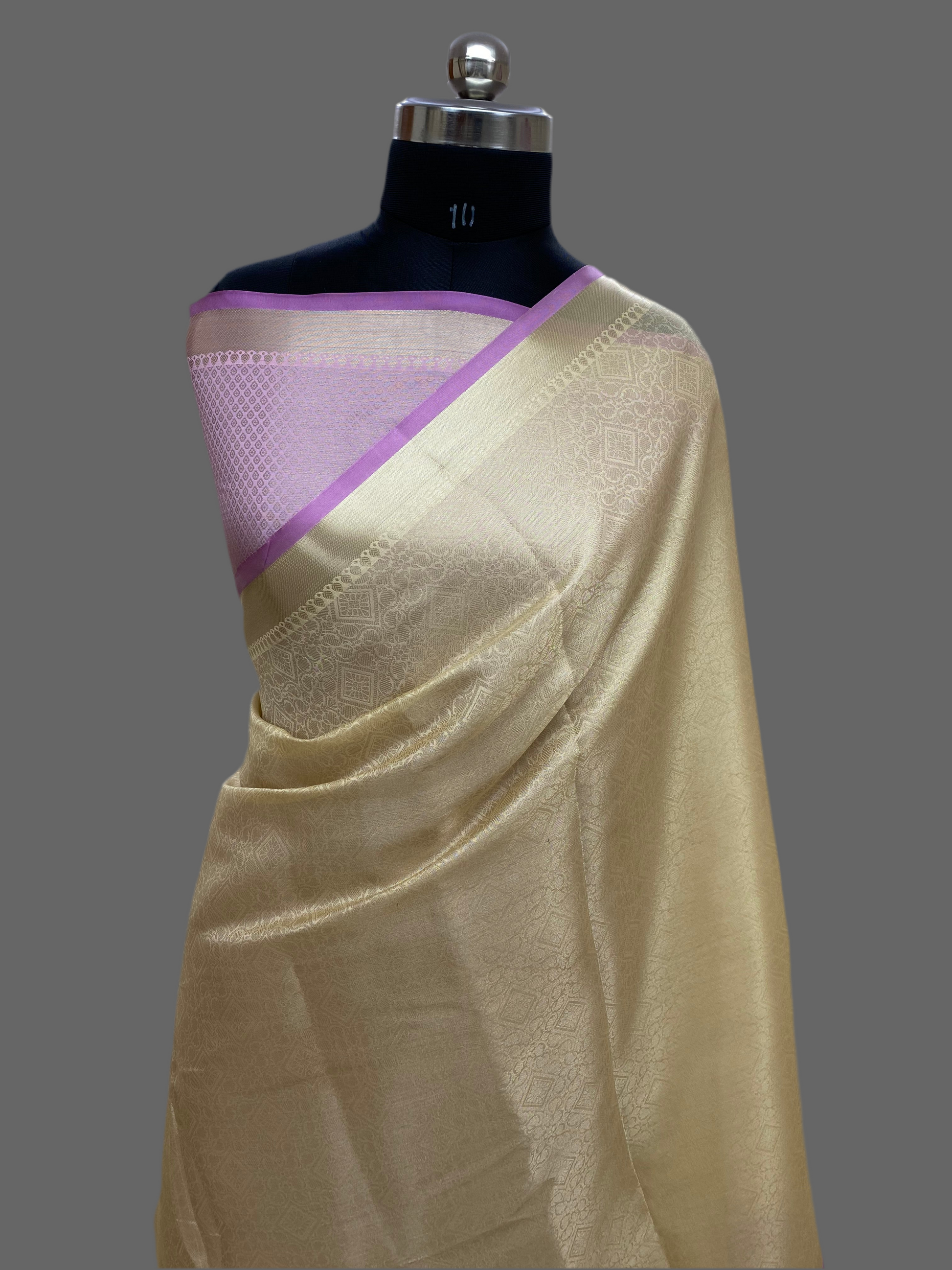 Cream Brocade Tissue Silk Banarasi Saree