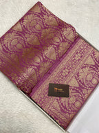 Onion pink kinkhab Mashru Silk Banarasi Saree