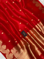 100% Pure Organza Red Color Handloom kaduwa Banarasi Saree
