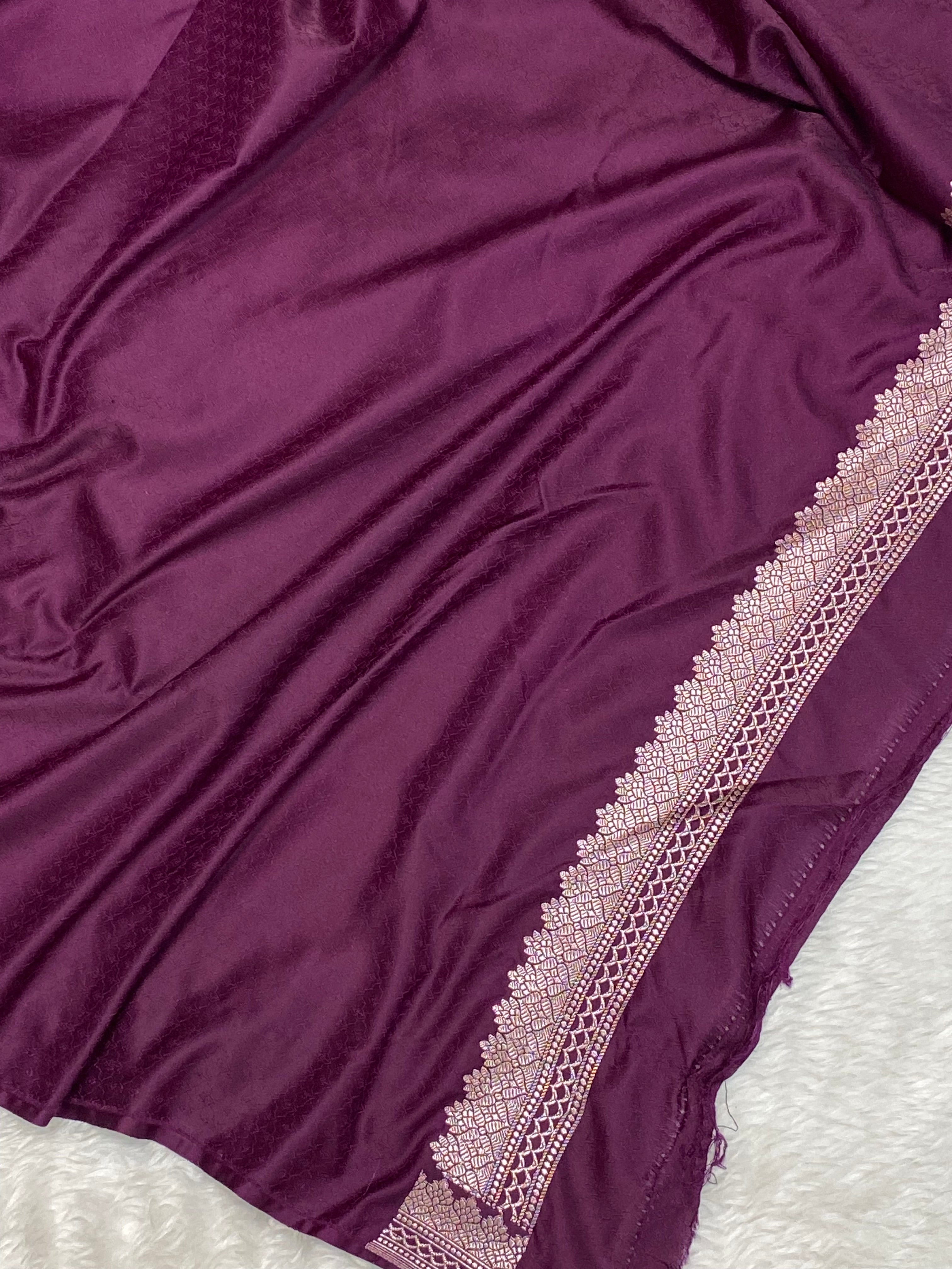 Wine mashru silk banarasi saree with buta