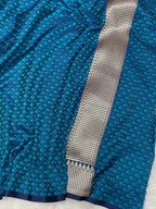 German blue mashru silk Banarasi saree