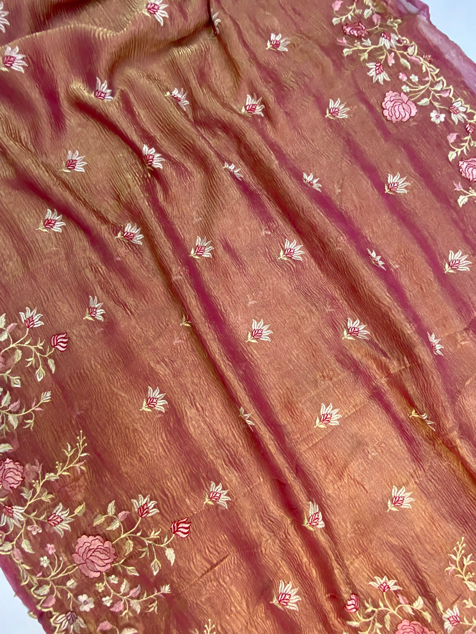 Pure Tissue Silk with hand cutwork Embroidery Banarasi Saree