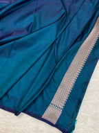 German blue mashru silk Banarasi saree