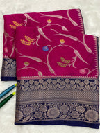 Rani monga Silk minakari Banarasi Saree