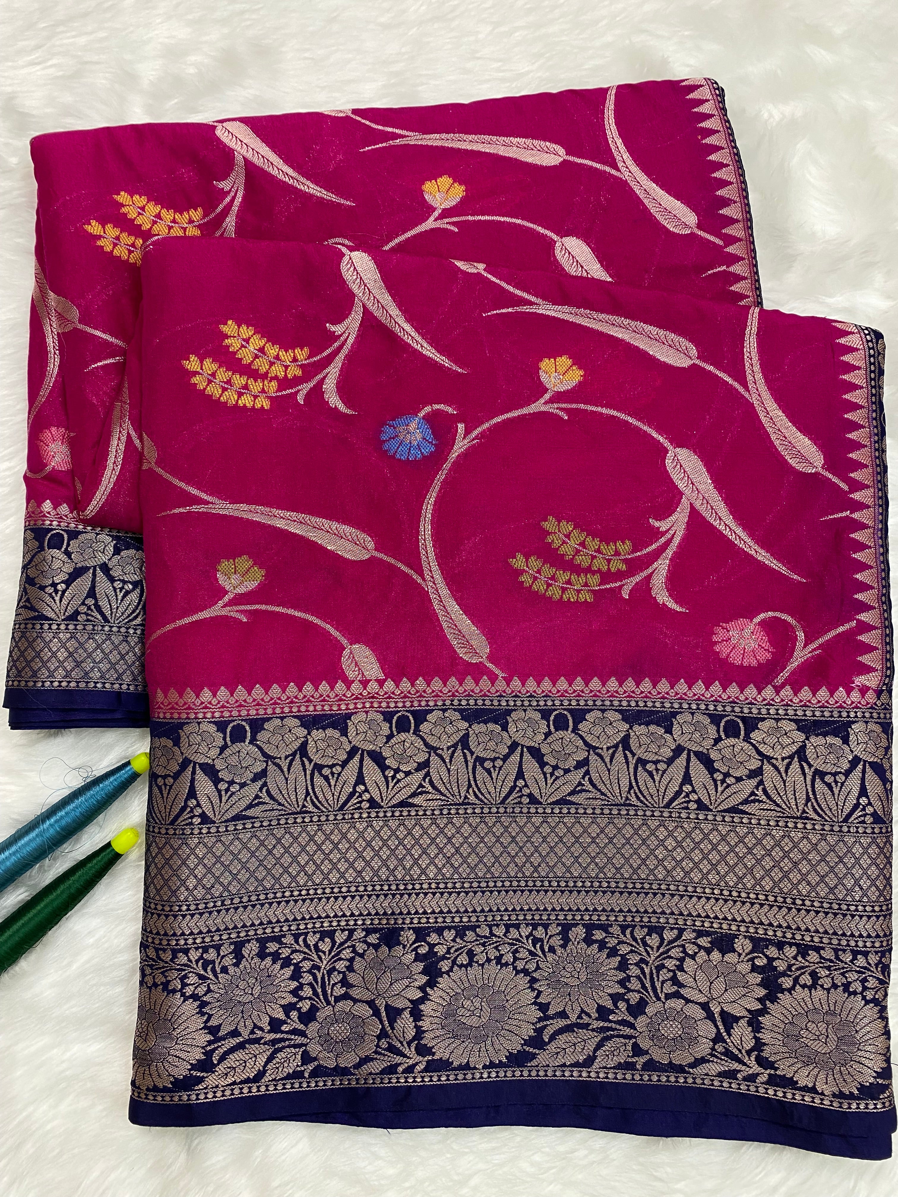 Rani monga Silk minakari Banarasi Saree