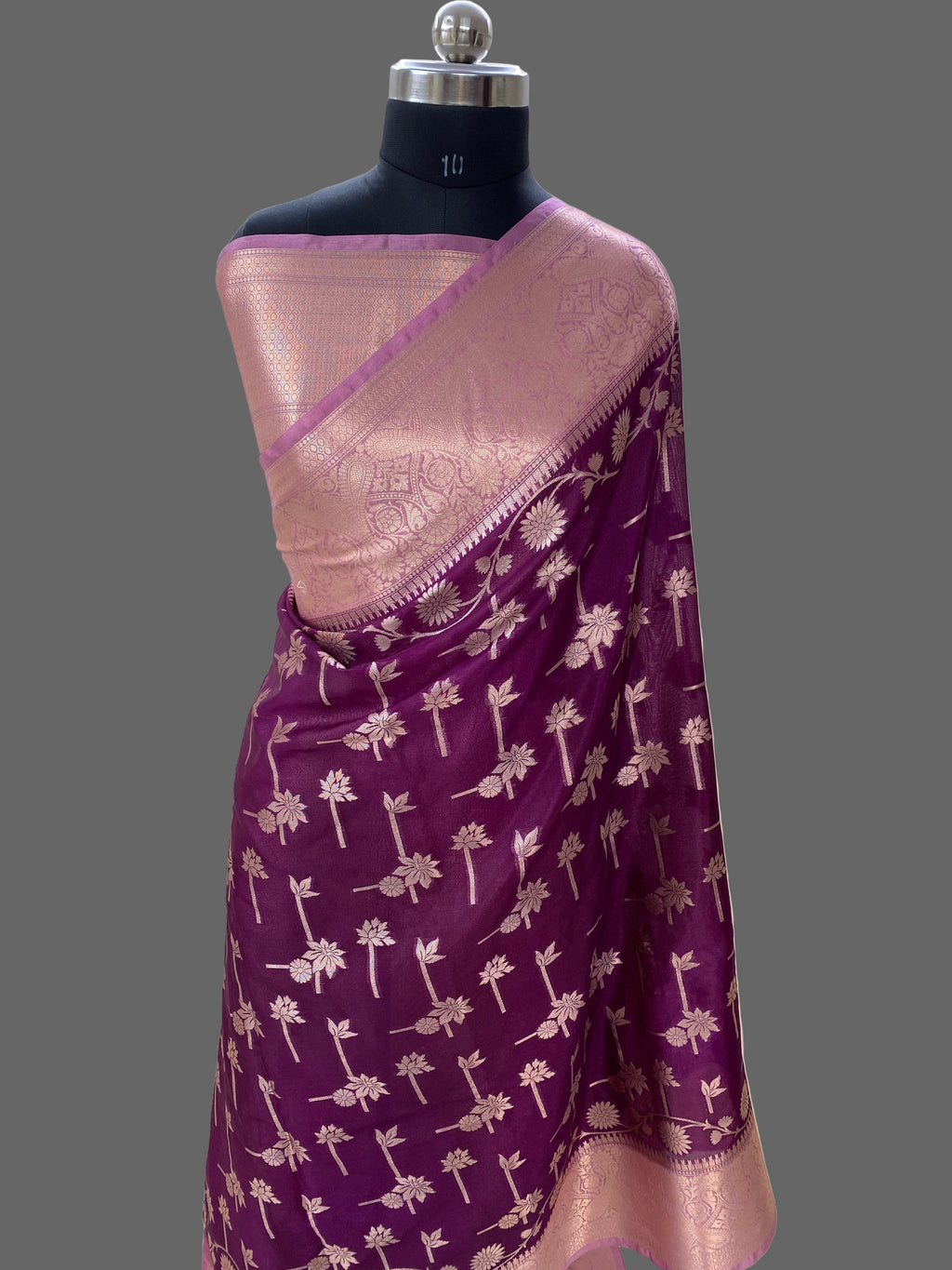 Magenta Crepe Silk Banarasi Saree