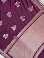 Wine mashru silk banarasi saree with buta