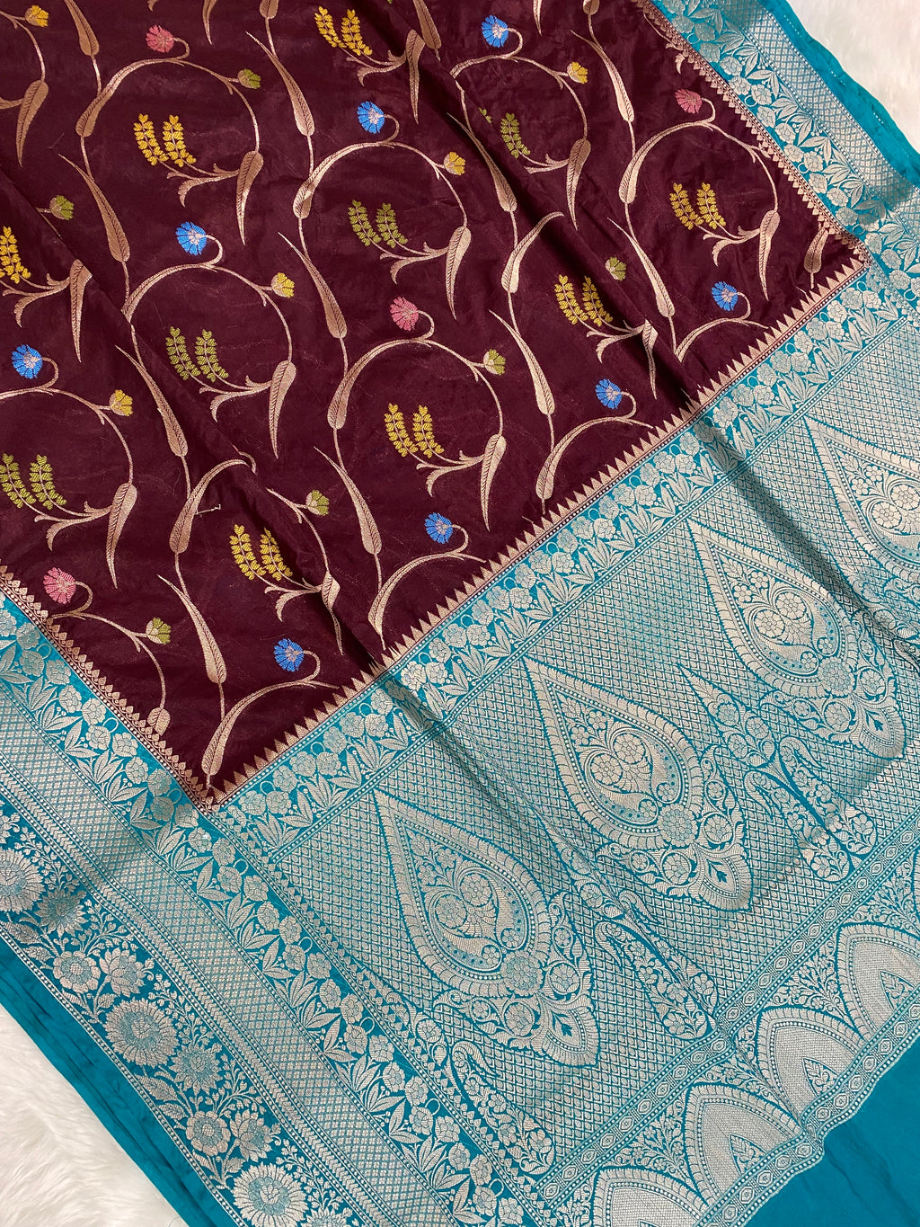 Wine Katan Silk Banarasi Saree