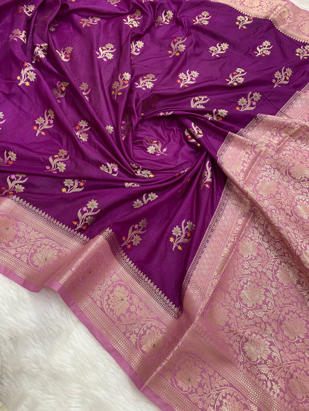 Magenta Katan Silk Banarasi Saree