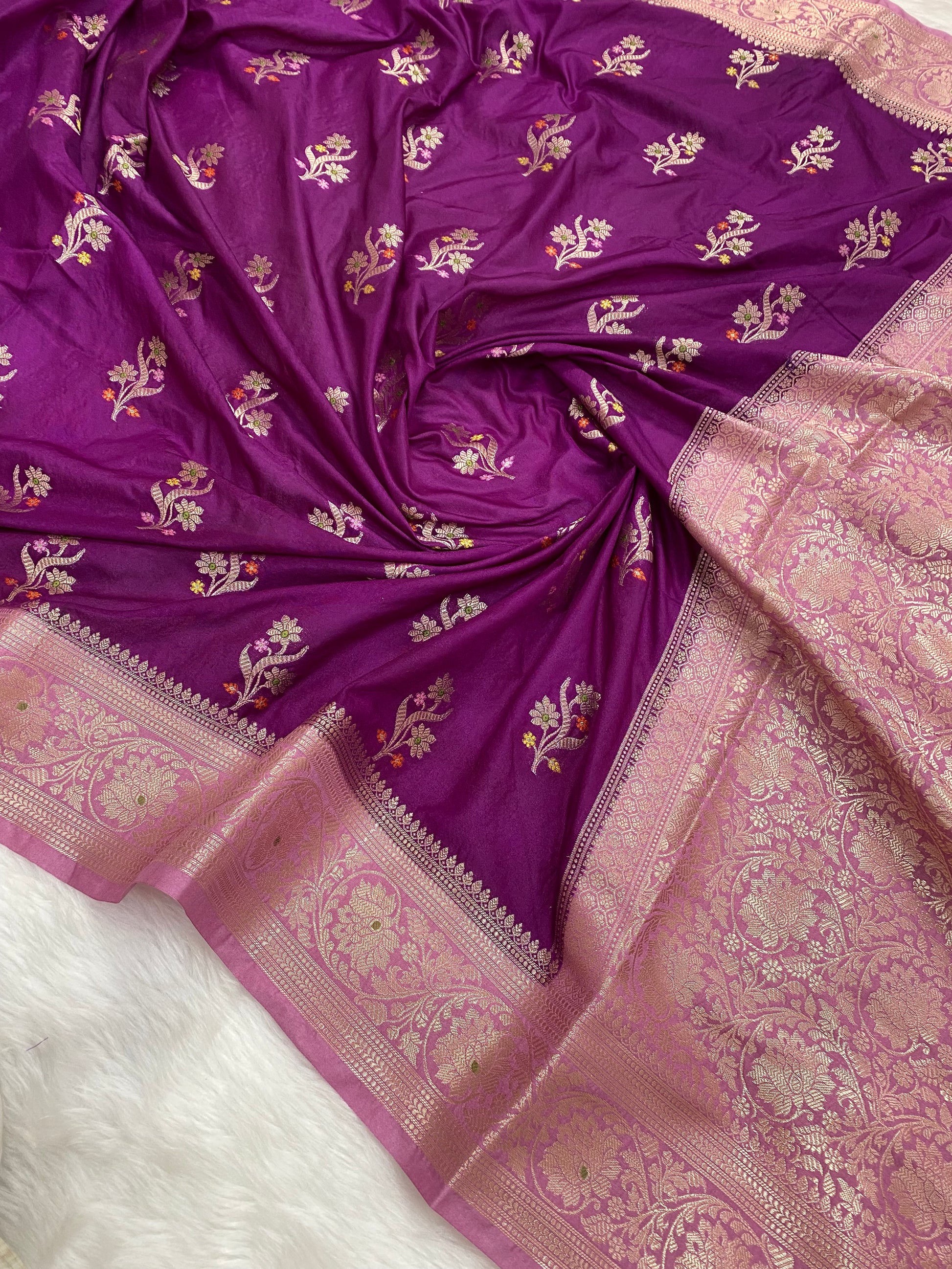 Magenta Katan Silk Banarasi Saree