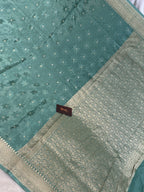 Tanchui Sea green pure viscose silk banarasi saree