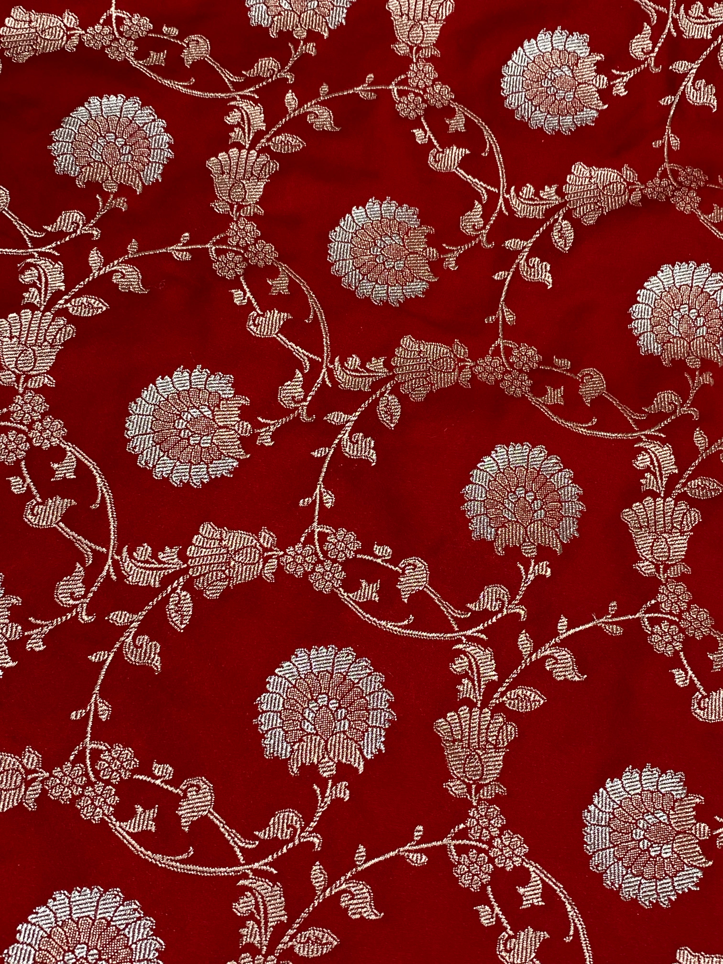 Bridal red colour mashru silk banarasi saree