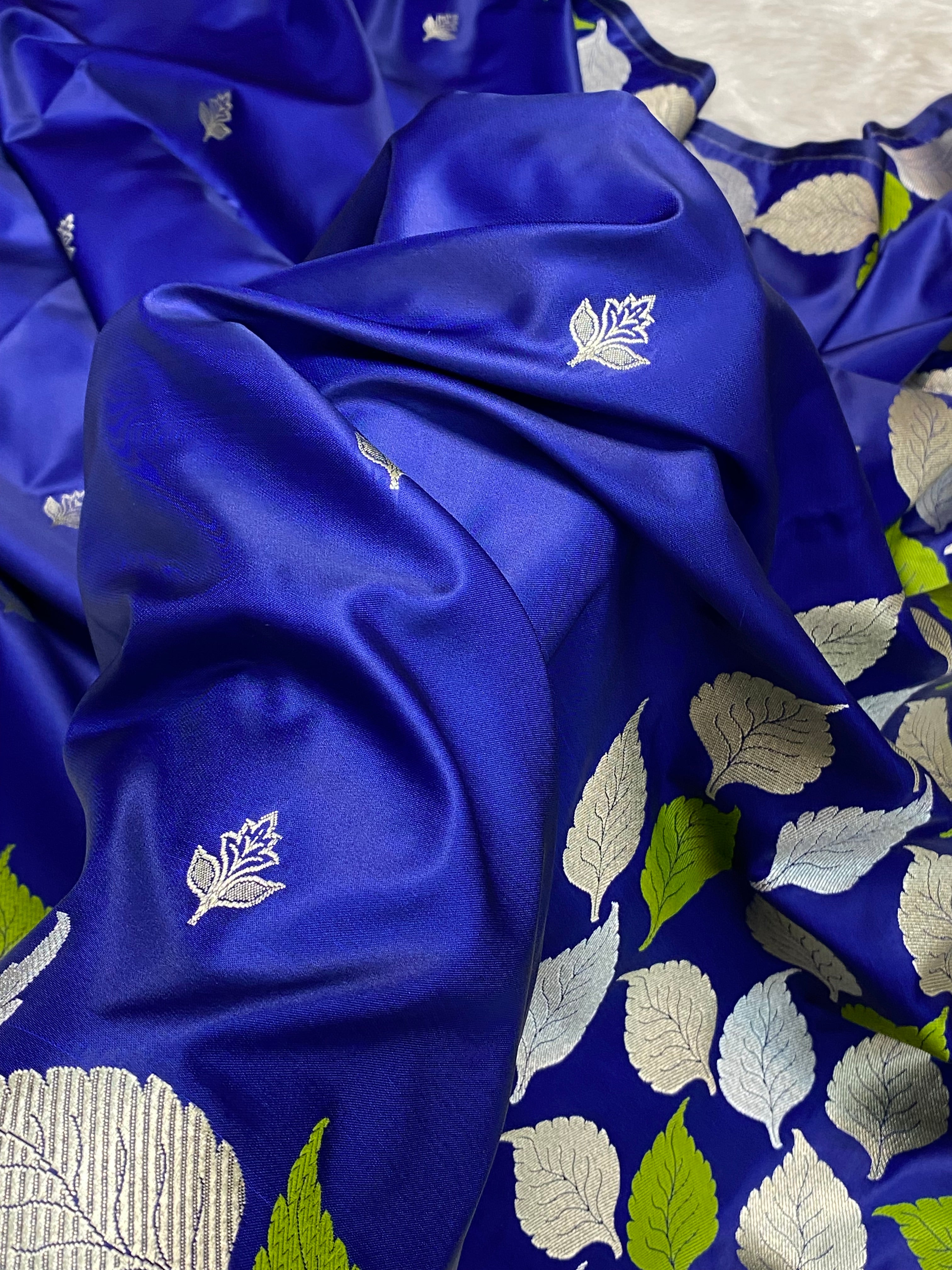 Blue color mashru silk banarasi saree