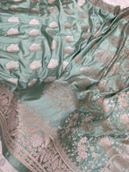 Sea Green Mashru Silk Banarasi Saree with buta