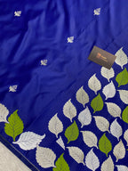 Blue color mashru silk banarasi saree