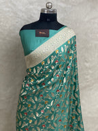 Sea Green Mashru Silk Banarasi Saree