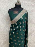Bottle green mashru silk banarasi saree