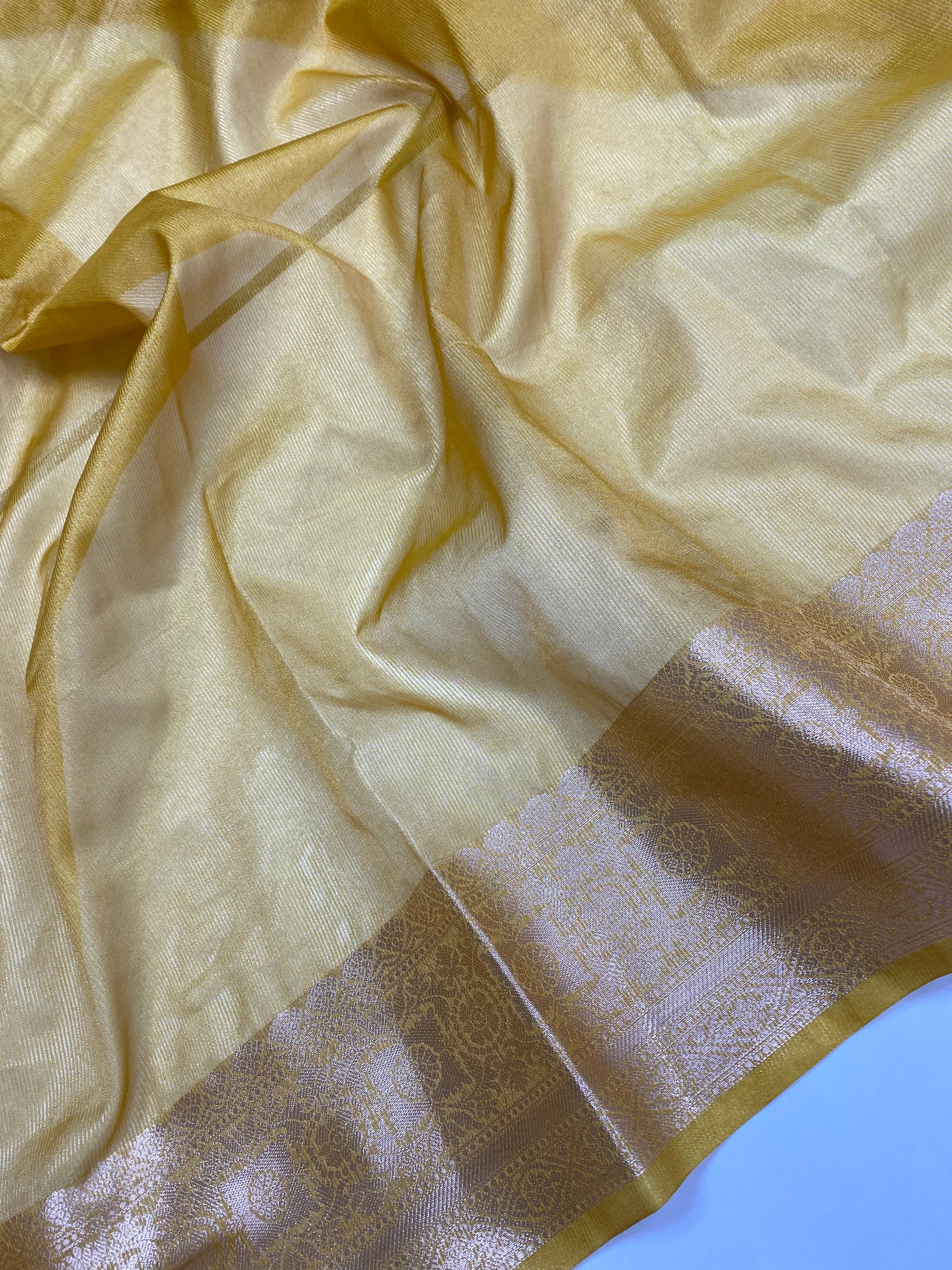 Lemon Yellow Tissue Silk Banarasi Saree