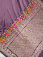Pachmina dark Lavender colour mashru silk banarasi saree