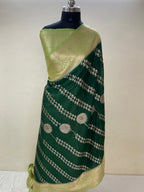 Green crepe Silk Banarasi Saree