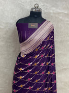 Purple Mashru Silk Banarasi Saree