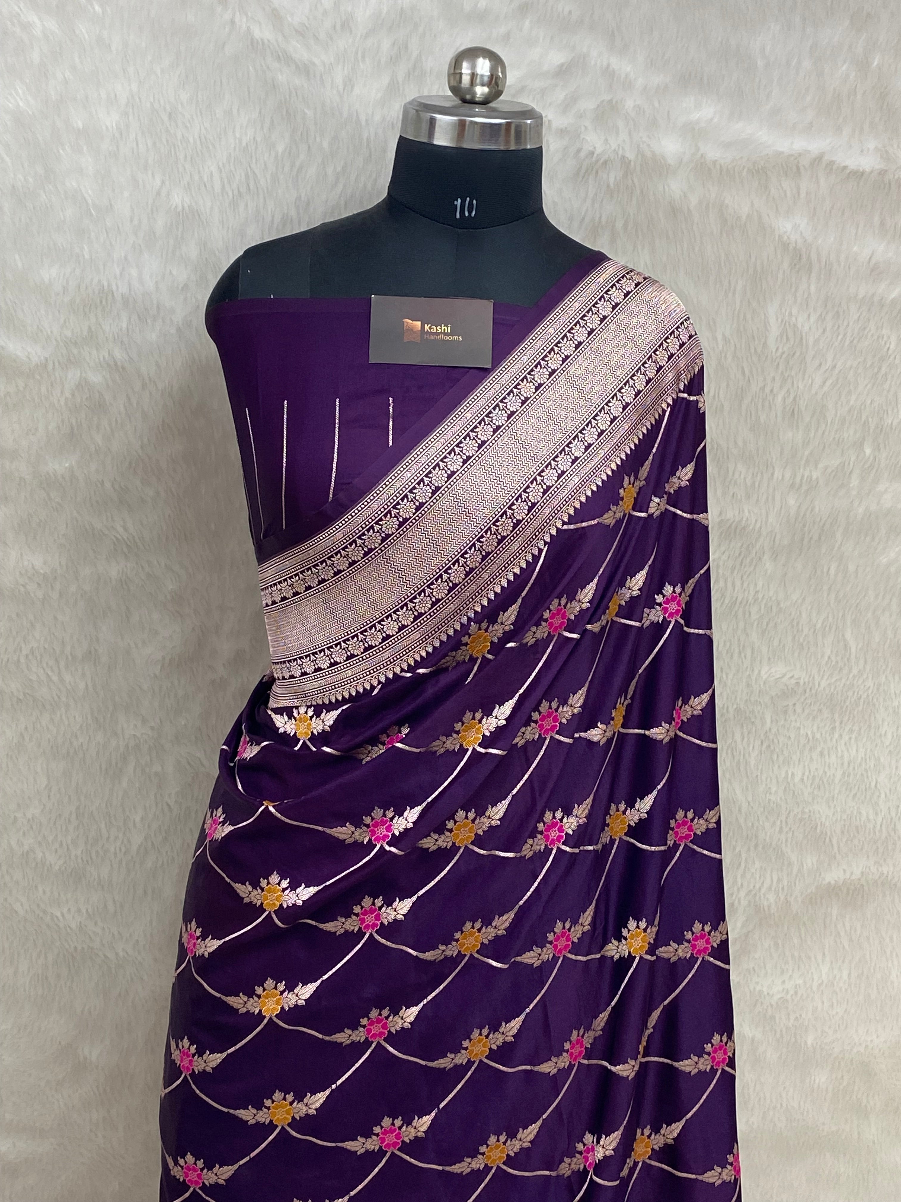 Purple Mashru Silk Banarasi Saree