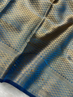 Premium blue colour Dhoop chaw tissue silk Banarasi saree with handwork