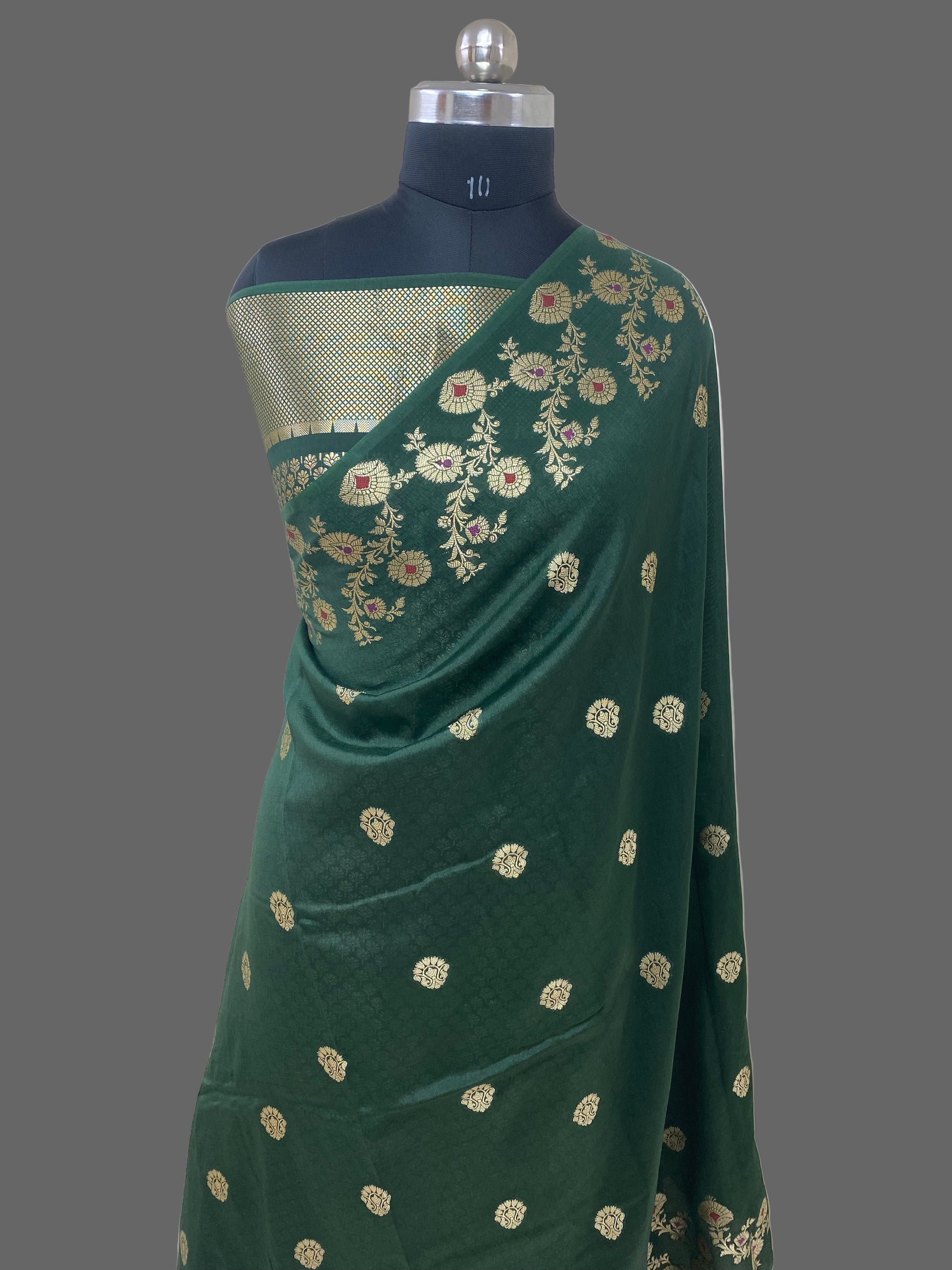 Green Viscose Cotton Banarasi Saree