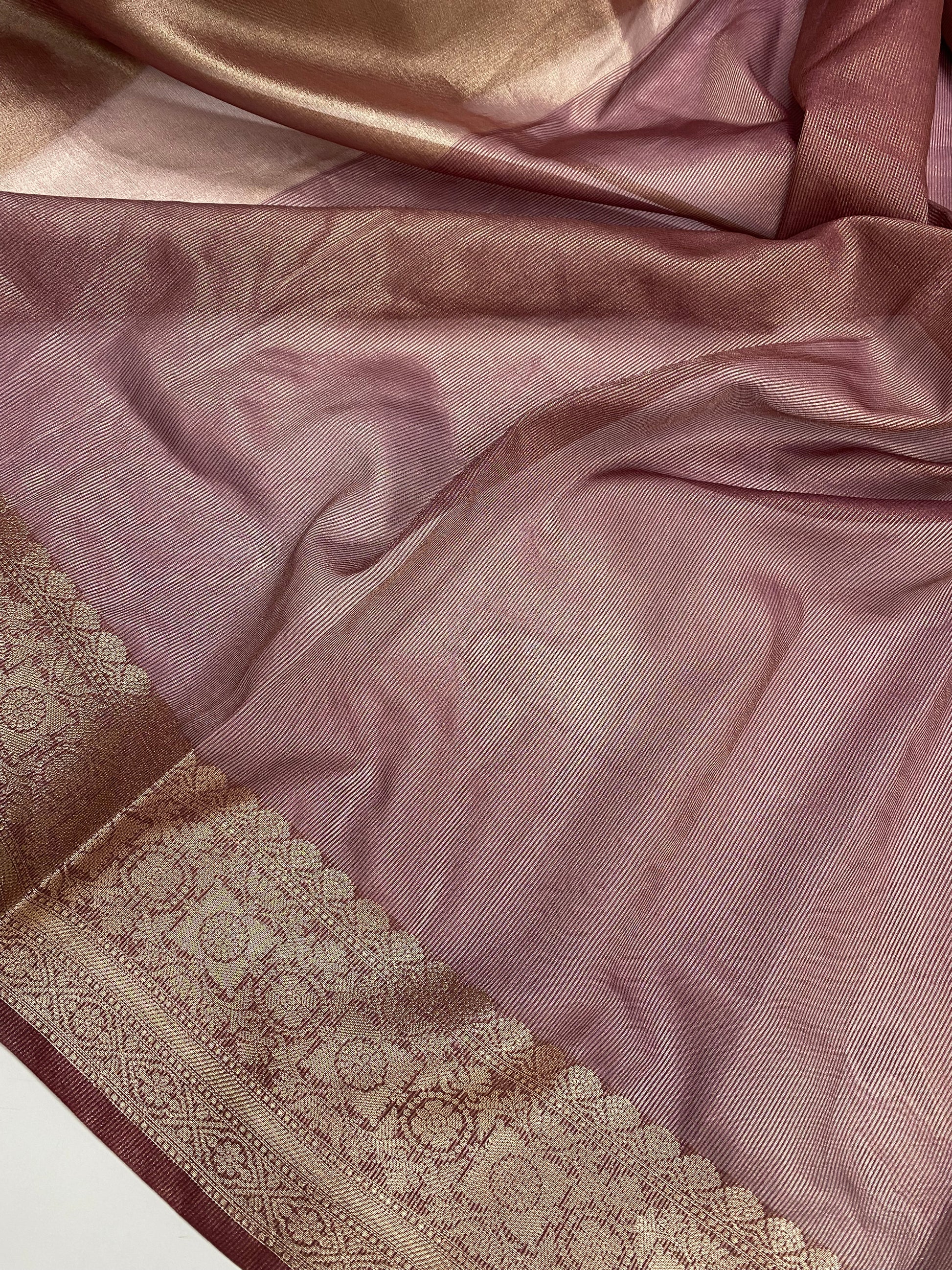 Wine Tissue Silk Banarasi Saree
