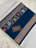 German blue mashru silk Banarasi saree
