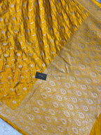 Mustard colour mashru silk banarasi saree