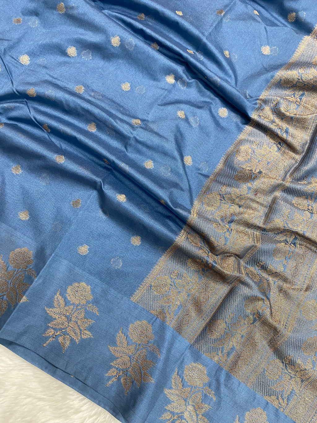 Steel Grey Semi Georgette Banarasi Saree