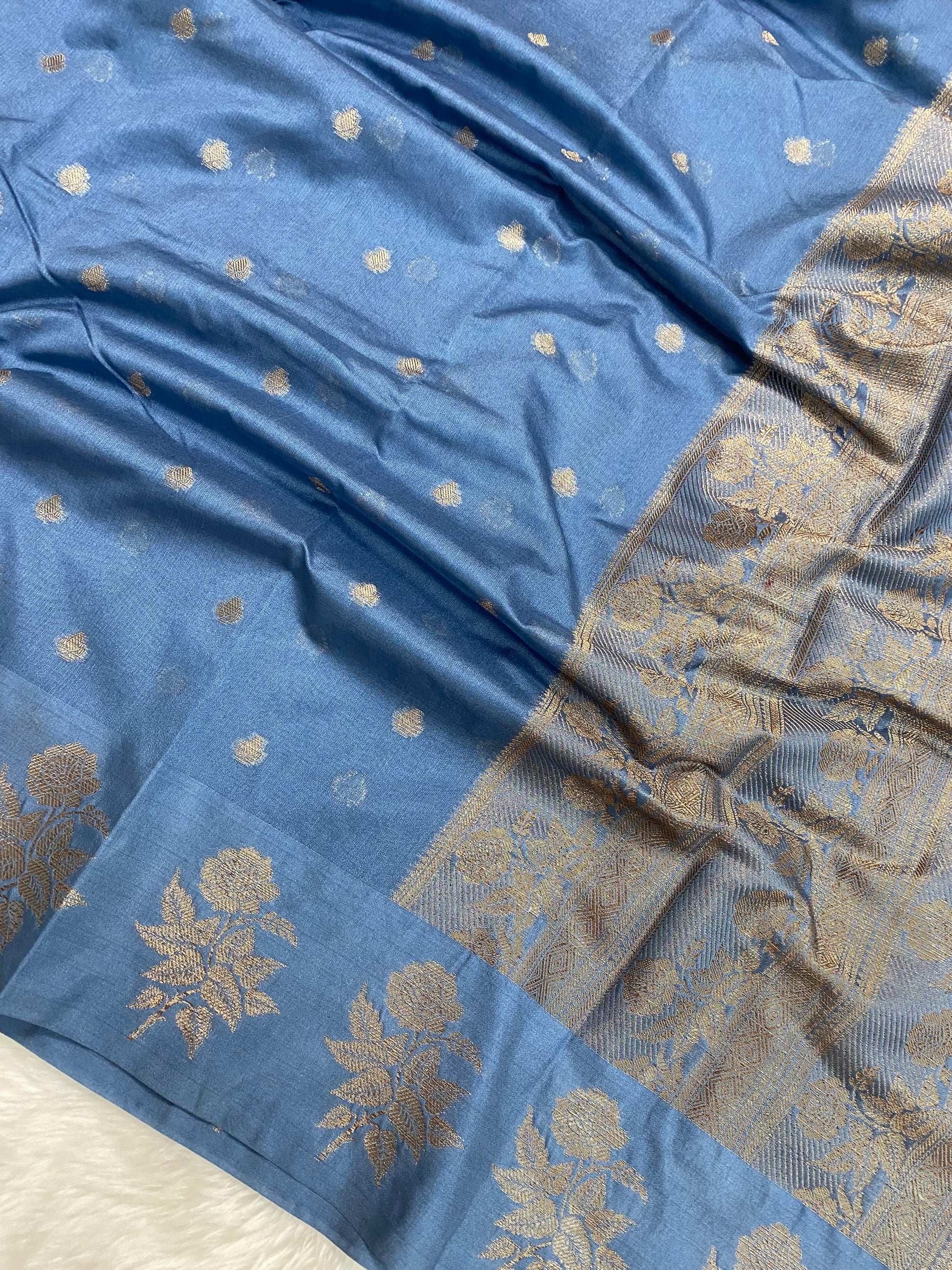 Steel Grey Semi Georgette Banarasi Saree