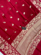 100% pure viscose Cherry Rani color Banarasi Saree