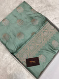 Sea Green Mashru Silk Banarasi Saree with buta