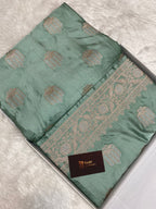 Sea Green Mashru Silk Banarasi Saree with buta