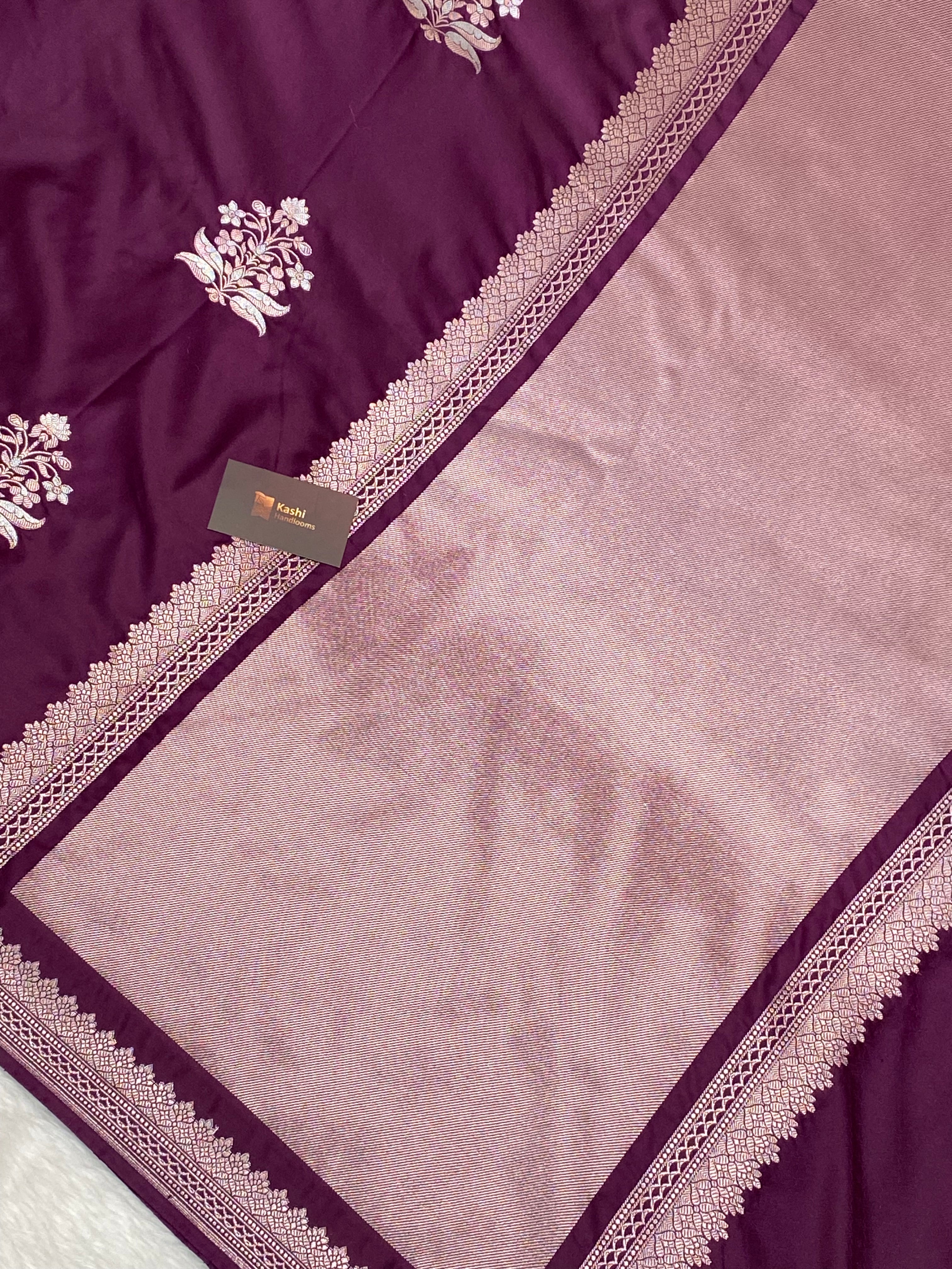 Wine mashru silk banarasi saree with buta