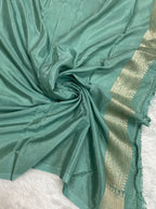 Tanchui Sea green pure viscose silk banarasi saree