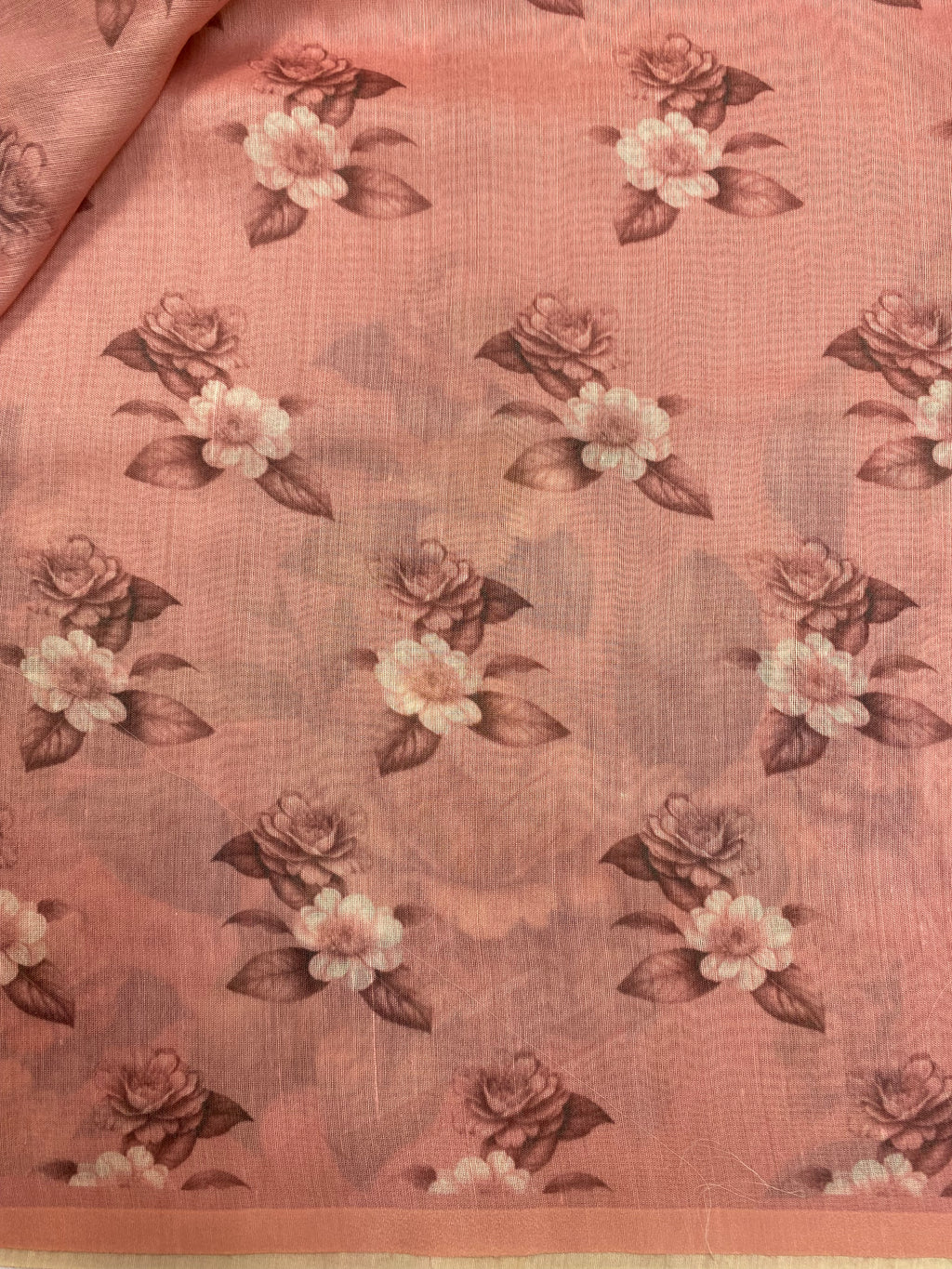 Pink Cotton Banarasi with Digital Print Saree