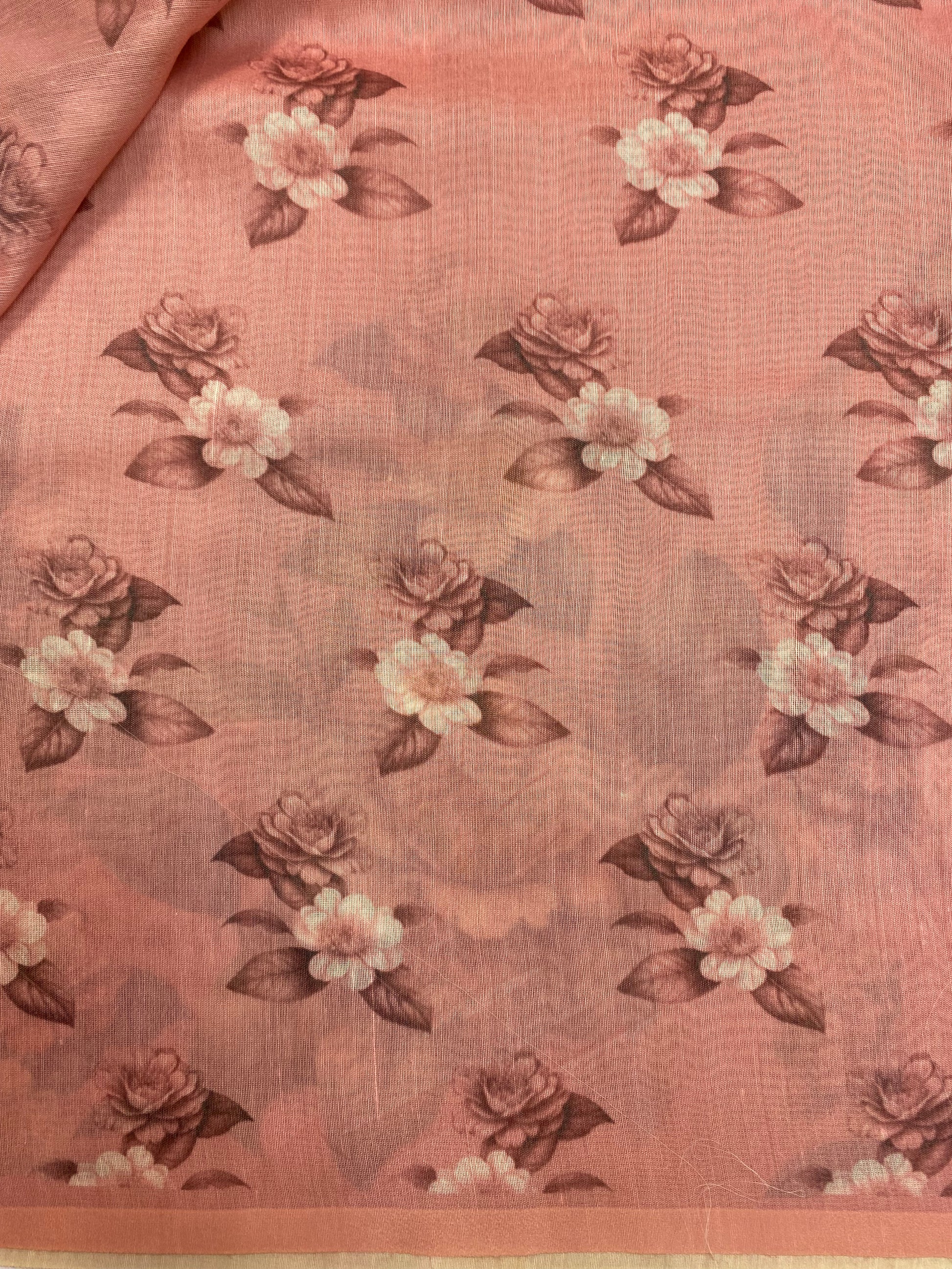Pink Cotton Banarasi with Digital Print Saree