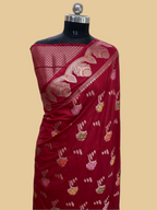 Red monga Silk minakari Banarasi Saree