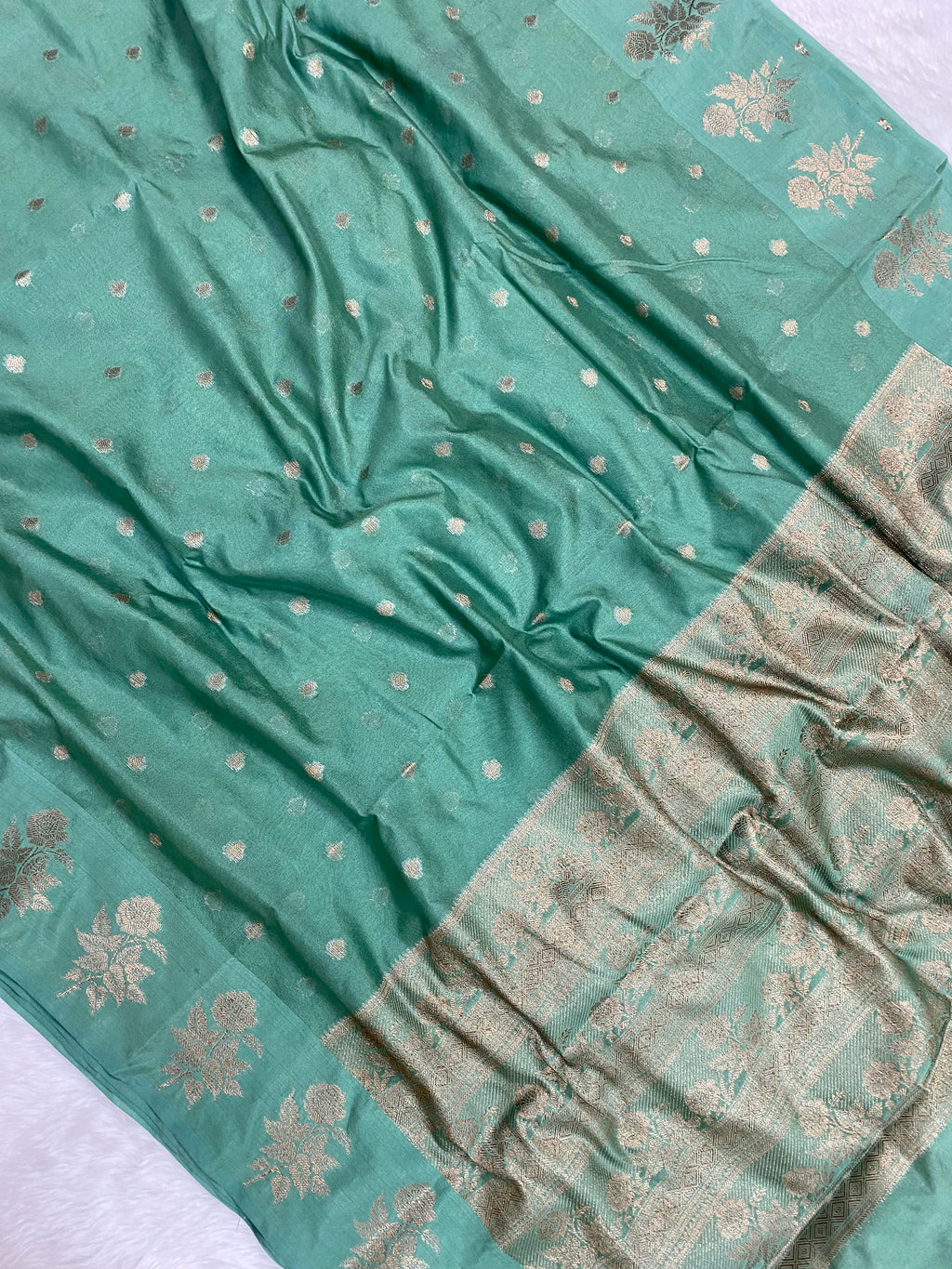 Sea Green Semi Georgette Banarasi Saree