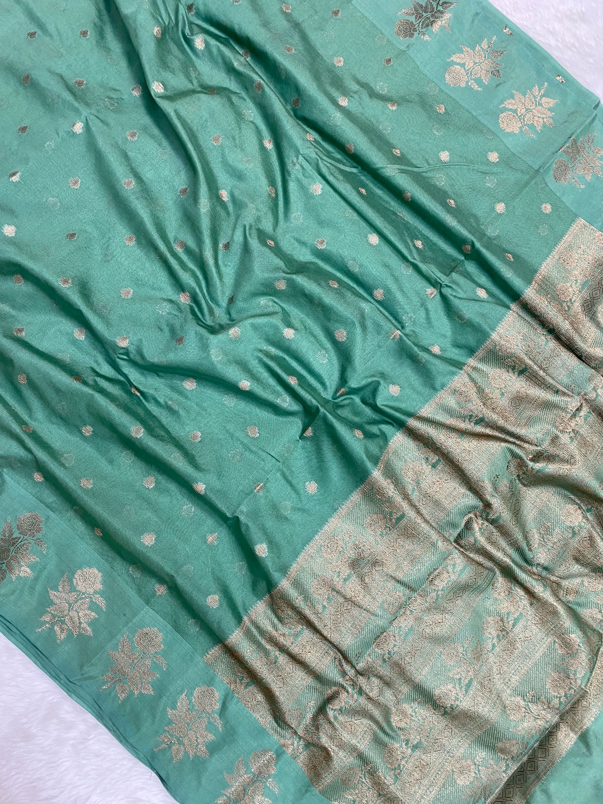 Sea Green Semi Georgette Banarasi Saree