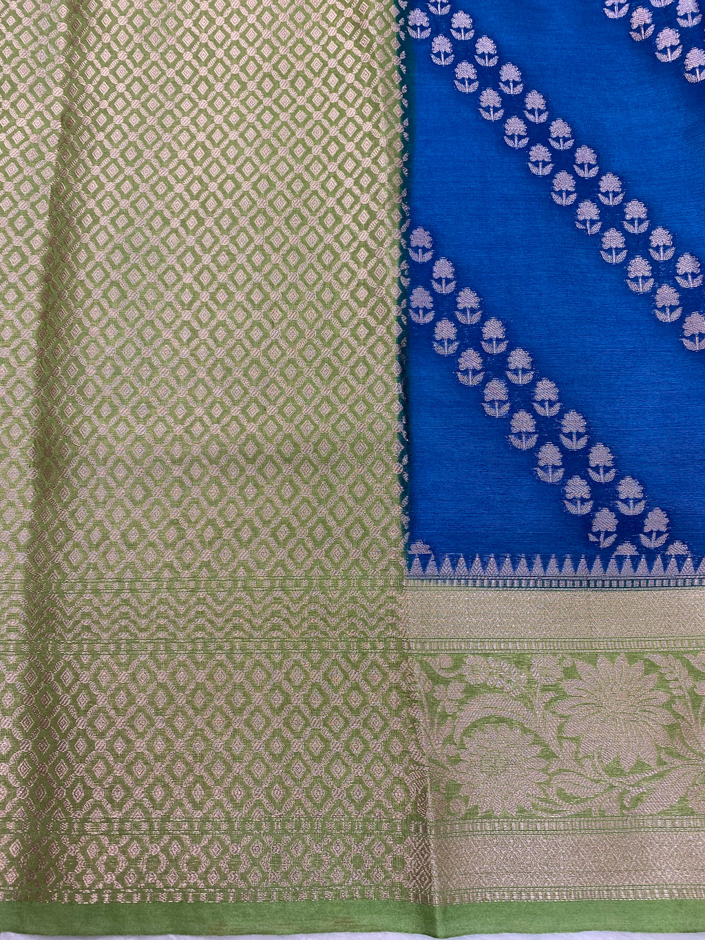 Jerman Blue crepe Silk Banarasi Saree